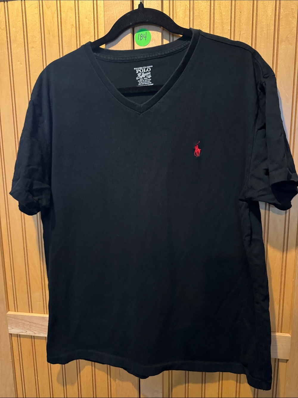 Polo by Ralph Lauren Black V-Neck Short Sleeve Tee with Red Pony